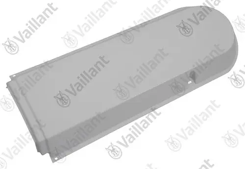 Vaillant Abdeckung, rechteckig und flach, in neutraler Farbe. Gezeigt wird die Vorderseite eines Gehäuseteils mit Aussparung.